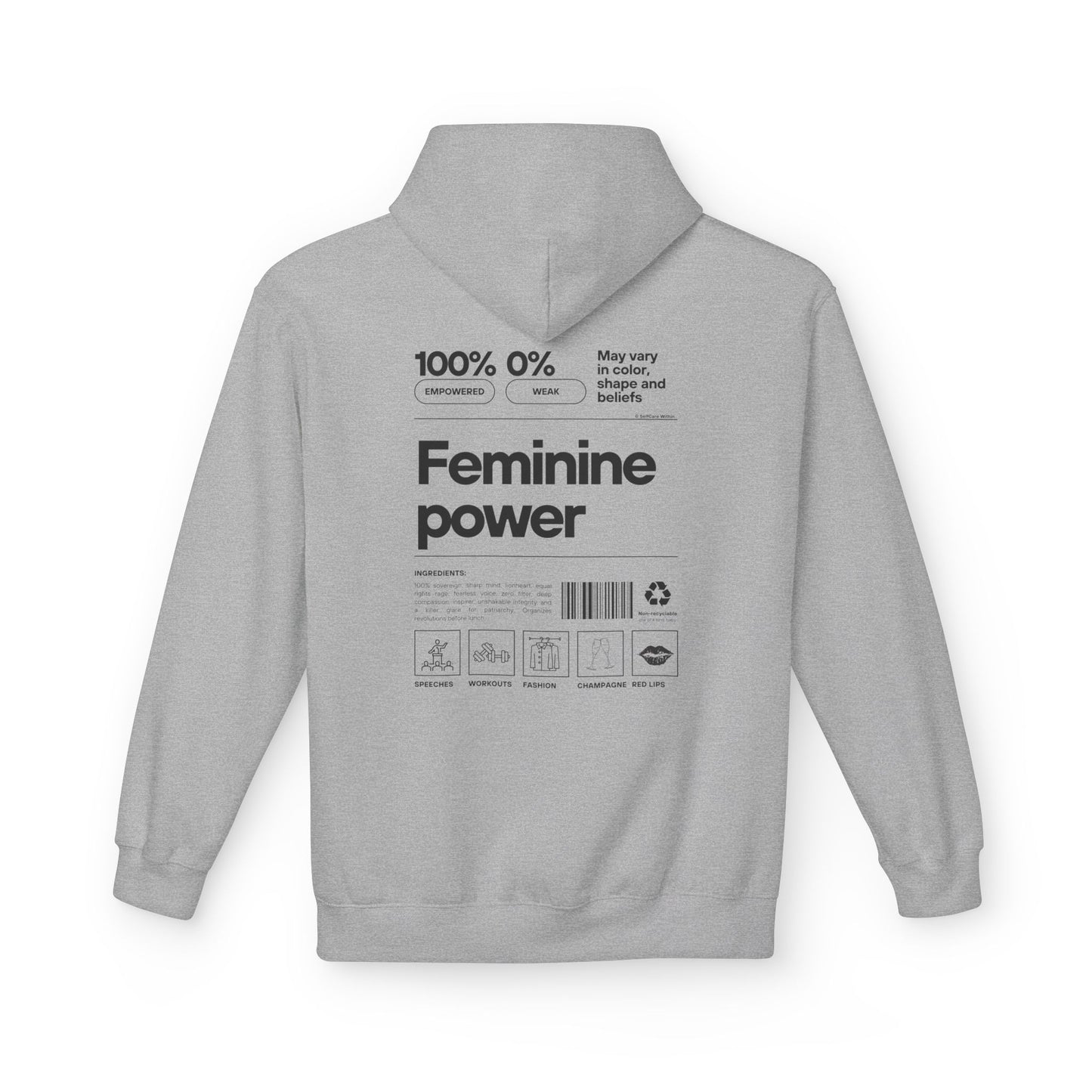 "Eva" Feminine Power Hoodie - black print