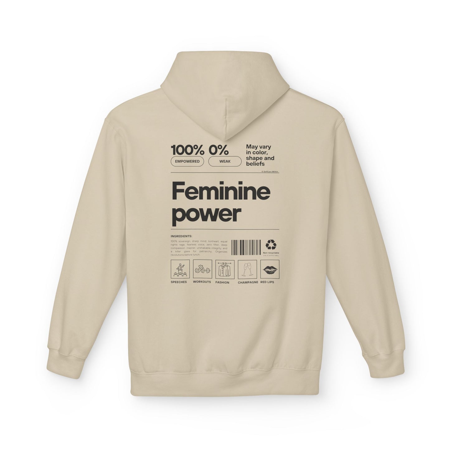 "Eva" Feminine Power Hoodie - black print