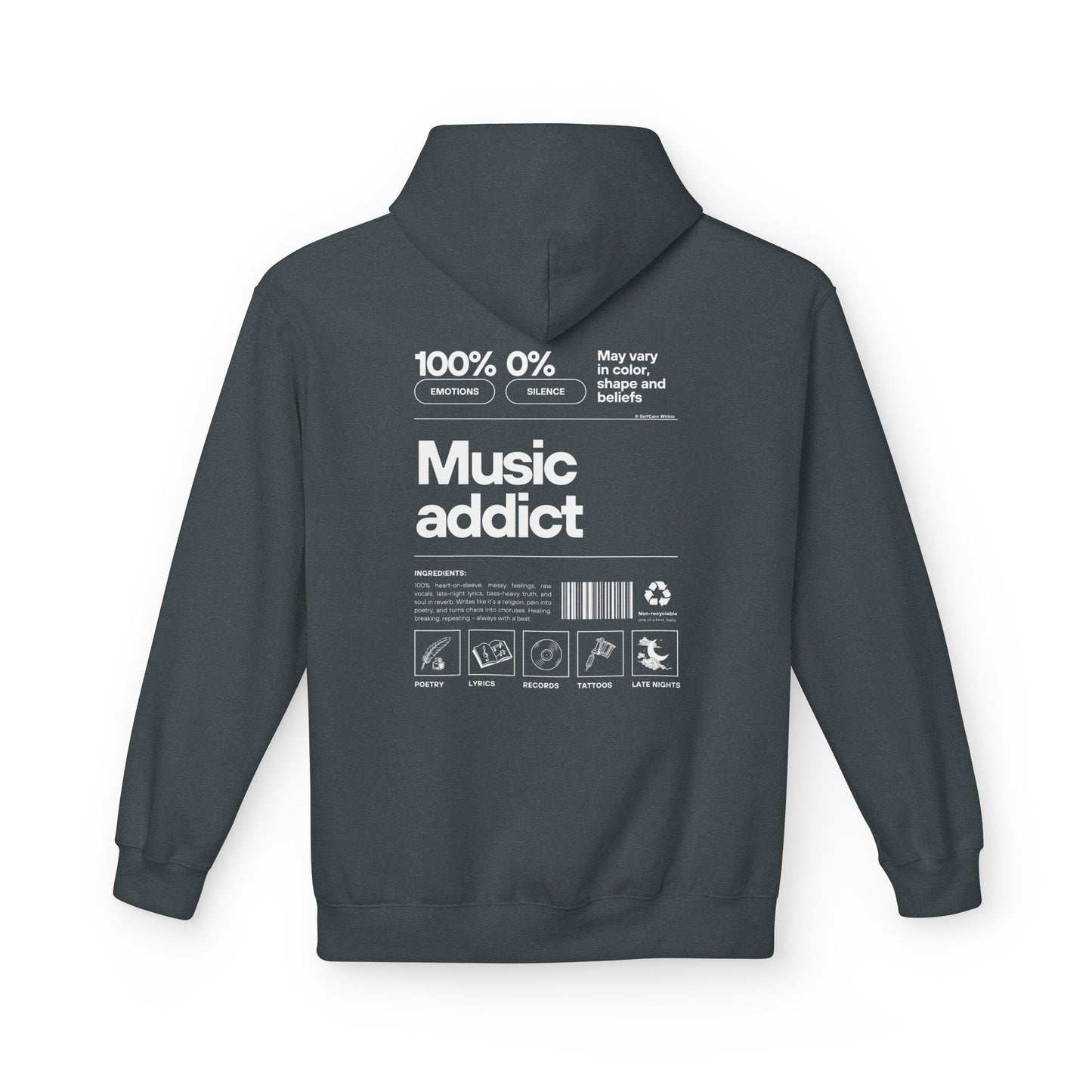 "Miriam" Music Addict Hoodie - white print