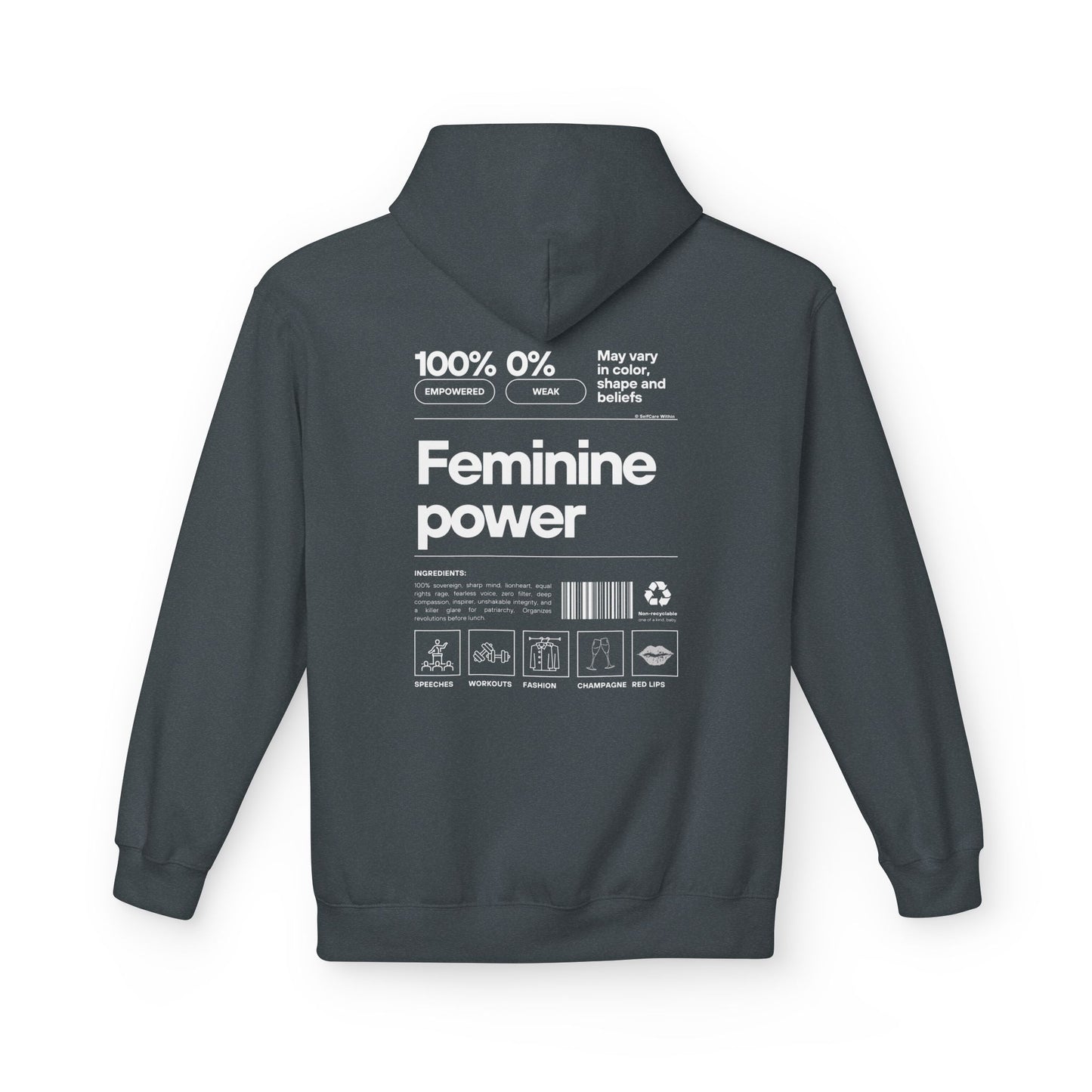"Eva" Feminine Power Hoodie - white print