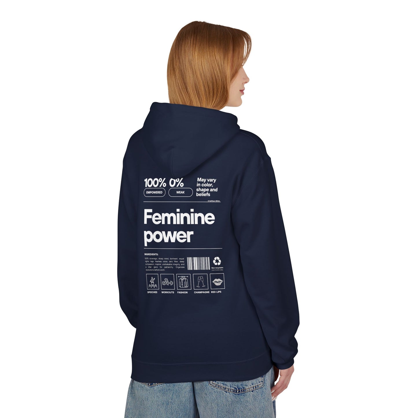 "Eva" Feminine Power Hoodie - white print