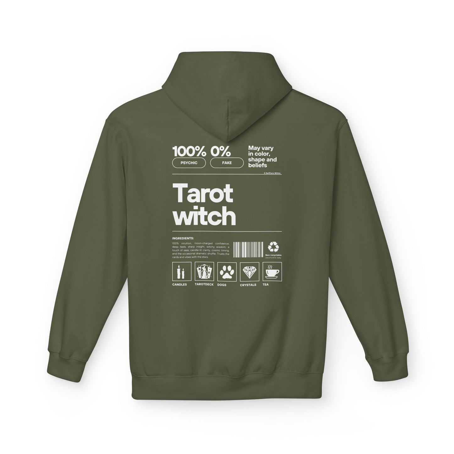 "Ebba" Tarot Witch Hoodie - white print