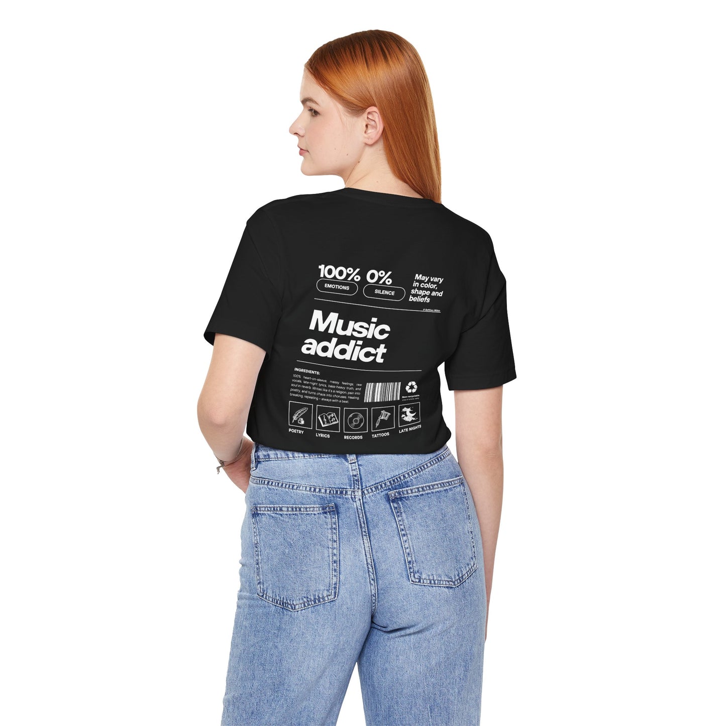 "Miriam" Music Addict T-shirt - white print