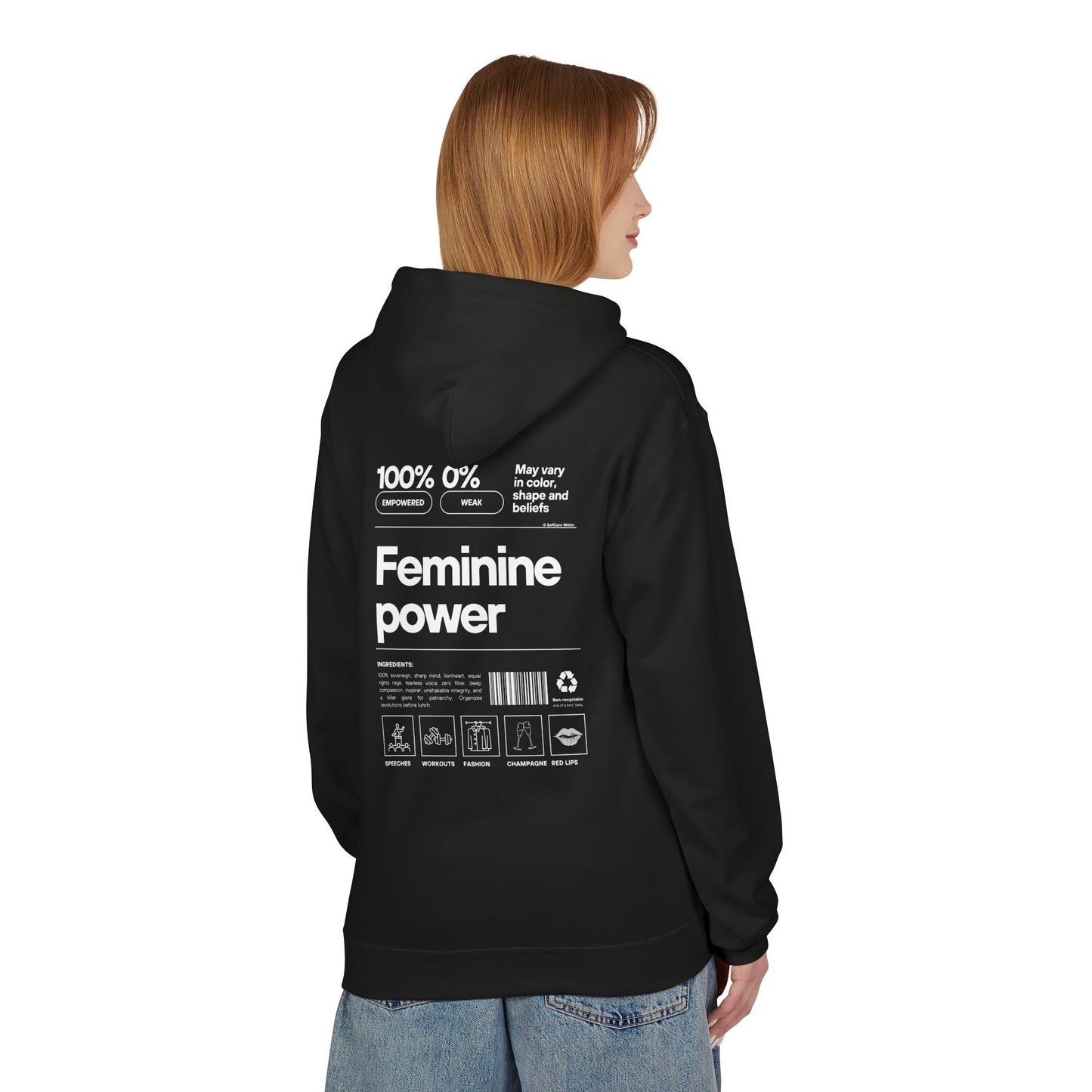 "Eva" Feminine Power Hoodie - white print