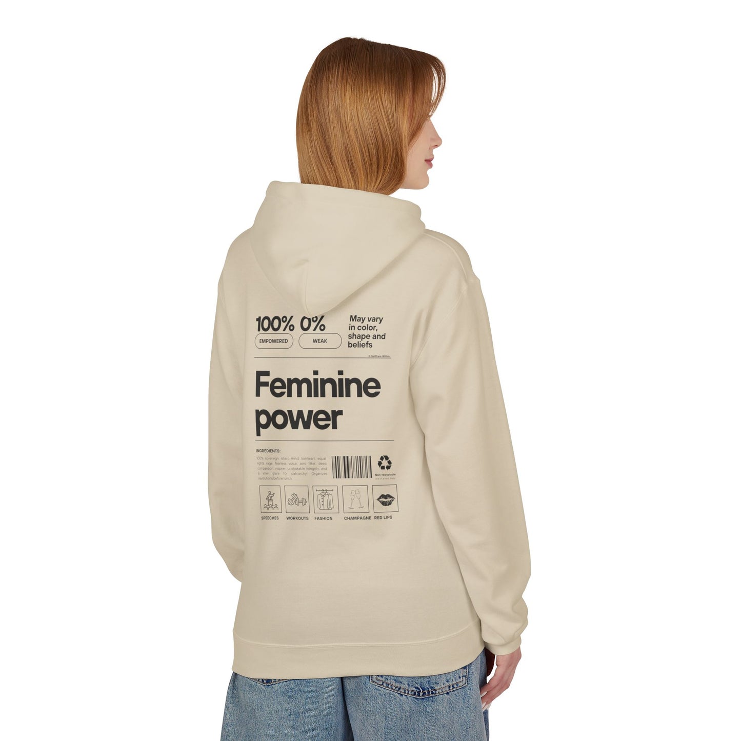 "Eva" Feminine Power Hoodie - black print
