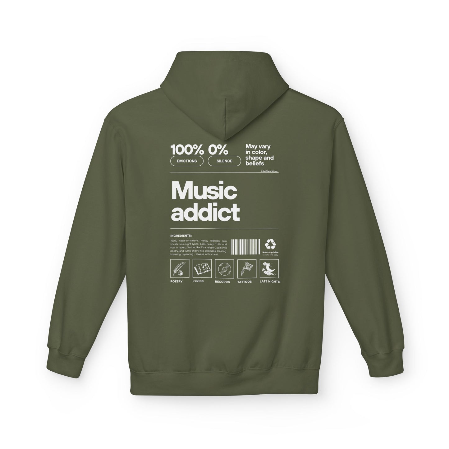 "Miriam" Music Addict Hoodie - white print