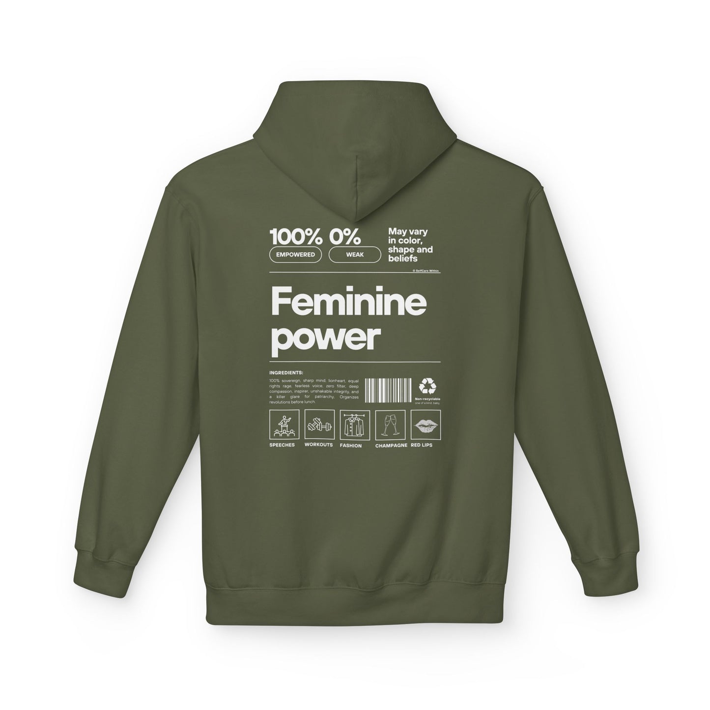 "Eva" Feminine Power Hoodie - white print